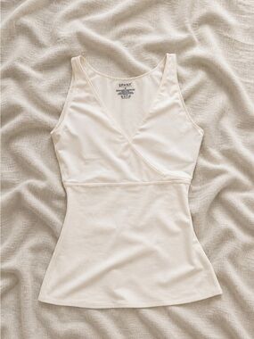 Spanx Ivory Wrap-Front Tank Top size SMALL
